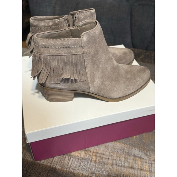 naturalizer Zeline frindge taupe suede ankle bootie women size 10 - Picture 5 of 6